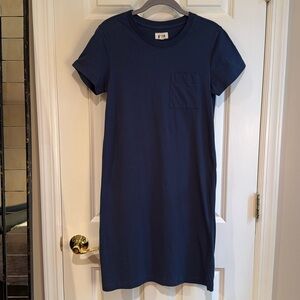 EUC Pact organic cotton softspun t shirt dress, XS, French blue.